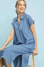 Load image into Gallery viewer, UMGEE- Denim collar neck midi length denim dress
