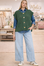 Load image into Gallery viewer, Green 4 gold button boxy vest
