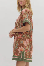 Load image into Gallery viewer, Fall Day- Autumn tones Floral Print contrast hem mini dress
