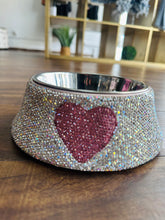 Load image into Gallery viewer, Embellished Pet bowl - pink heart detail ( removable bowl)
