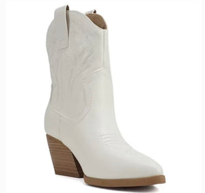 White Western booties- blazing-s