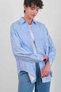 OXFORD-Oversized blue/white button up