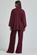 Load image into Gallery viewer, Melisa- Wine Elegant ribbed two piece wide leg pants set
