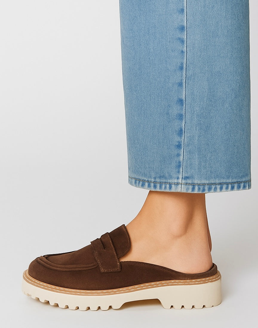 Pierre Dumas - Chocolate Brown lug sole loafer mule - Mora