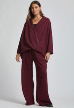 Load image into Gallery viewer, Melisa- Wine Elegant ribbed two piece wide leg pants set
