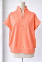 Load image into Gallery viewer, Ribbed coral half zip high neck top
