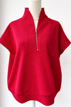 Load image into Gallery viewer, Ribbed Ruby half zip high neck top
