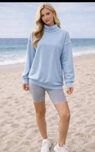 Load image into Gallery viewer, Powder Blue lightweight mock neck sweatshirt
