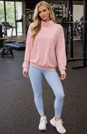 Baby pink lightweight mock neck sweatshirt