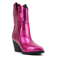 Load image into Gallery viewer, Metallic Magenta Western booties- blazing-s
