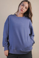 Plus blue oversized comfy sweatshirt with pockets