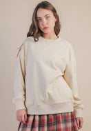 Plus cream oversized comfy sweatshirt with pockets