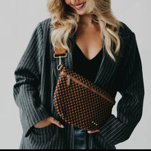 Load image into Gallery viewer, RESTOCK Pretty Simple-Westlyn Woven Brown/Camel checkered  Guitar strap Bum Bag
