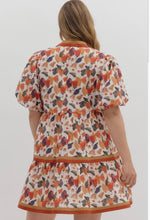Load image into Gallery viewer, Plus Paris- Pumpkin Floral print contrast multicolor band dress
