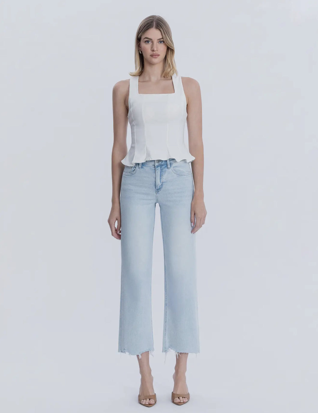 PLUS VERVET-Vervet High Rise Light Wash Slim Wide leg jeans