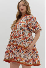 Load image into Gallery viewer, Plus Paris- Pumpkin Floral print contrast multicolor band dress

