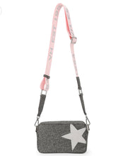 Load image into Gallery viewer, Vintage Havana - Mini Meme pewter glitter crossbody handbag
