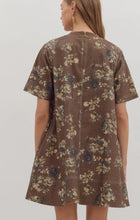 Load image into Gallery viewer, Brown denim floral dress
