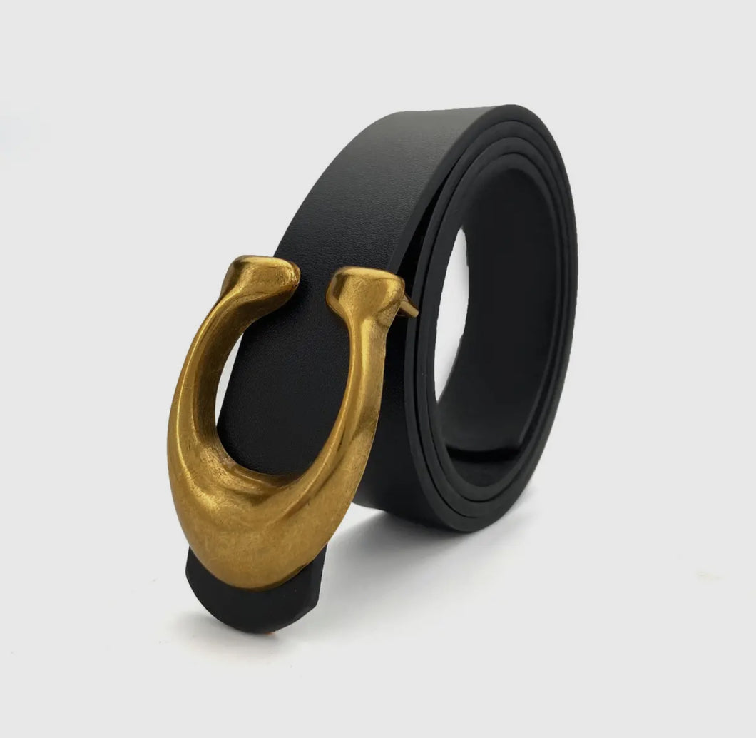 Retro C buckle black belt