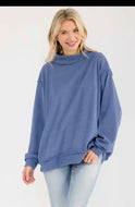 Plus Navy lightweight mock neck sweatshirt