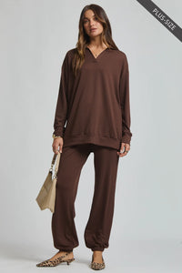 Plus Allie- Chocolate 2 piece French Terry Jogger set