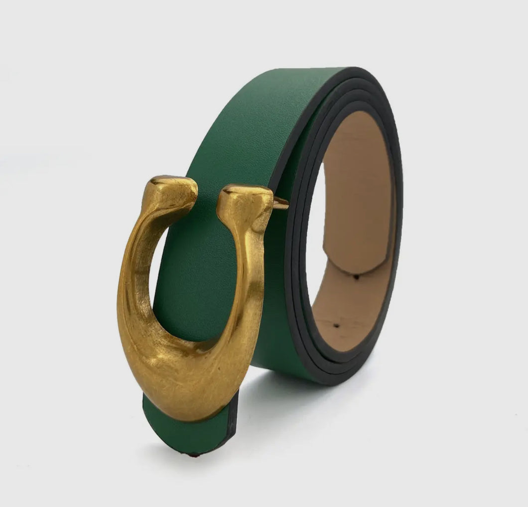 Retro C buckle Kelly green  belt