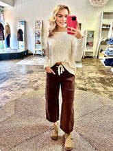Load image into Gallery viewer, Risen Jeans-  Chocolate Brown wide leg cropped barrel jeans

