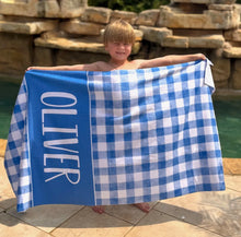 Load image into Gallery viewer, Personalized Gingham Beach Towel - ( 2 weeks from order)

