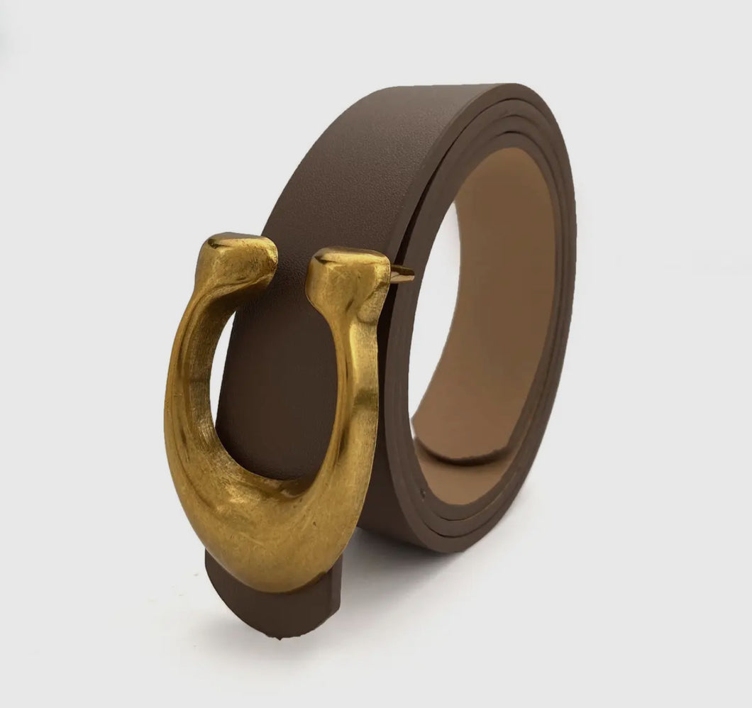 Retro C buckle brown belt