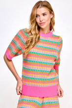 Load image into Gallery viewer, DAISY- Multicolor short sleeve sweater top
