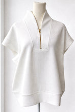 Load image into Gallery viewer, Ribbed white half zip high neck top
