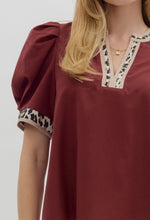 Load image into Gallery viewer, NALA - Burgundy animal print pipping detail top
