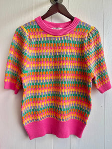 DAISY- Multicolor short sleeve sweater top