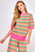 Load image into Gallery viewer, DAISY- Multicolor short sleeve sweater top
