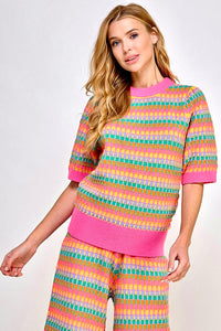 DAISY- Multicolor short sleeve sweater top