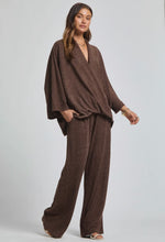 Load image into Gallery viewer, Melisa- Chocolate Elegant ribbed two piece wide leg pants set
