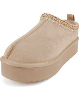 Load image into Gallery viewer, Designer inspired thick platform suede beige slip on shoes- EAGLE-M
