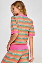 Load image into Gallery viewer, DAISY- Multicolor short sleeve sweater top
