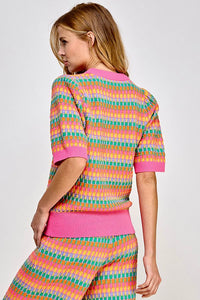 DAISY- Multicolor short sleeve sweater top