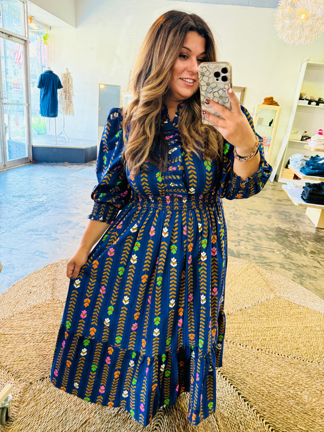 Lala- Midi length Midnight printed Umgee exclusive dress