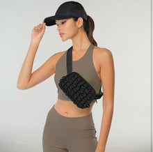 Load image into Gallery viewer, CC- Black Quilted Puffer Fanny Pack
