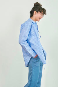 OXFORD-Oversized blue/white button up