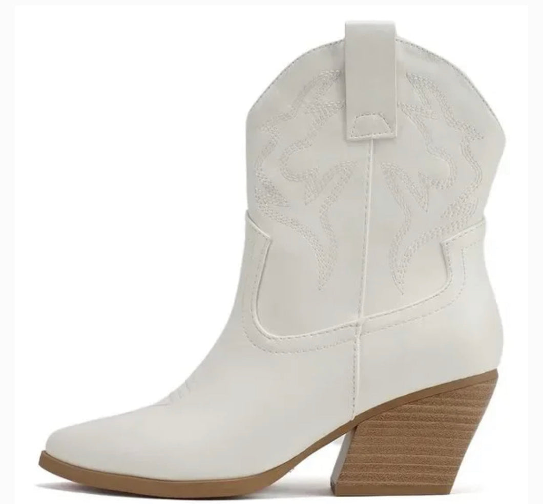 White Western booties- blazing-s