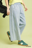 Wide leg light wash striped denim UMGEE trousers