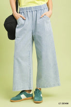 Load image into Gallery viewer, Wide leg light wash striped denim UMGEE trousers
