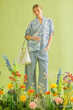 Load image into Gallery viewer, Wide leg light wash striped denim UMGEE trousers

