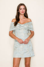 Load image into Gallery viewer, Savannah- Front Bow Off-shoulder jacquard sage dress
