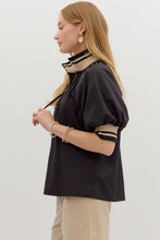 Load image into Gallery viewer, Dina- Black solid zip closure collared top
