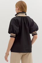 Load image into Gallery viewer, Dina- Black solid zip closure collared top
