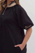 Load image into Gallery viewer, Plus Bethenny- Thick High Collared loose fit Black dress with pockets
